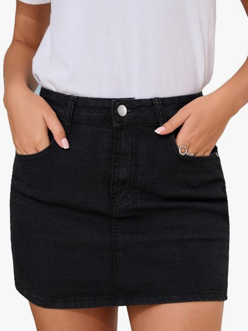 Black Denim Mini Skirt - Classic Women's Style